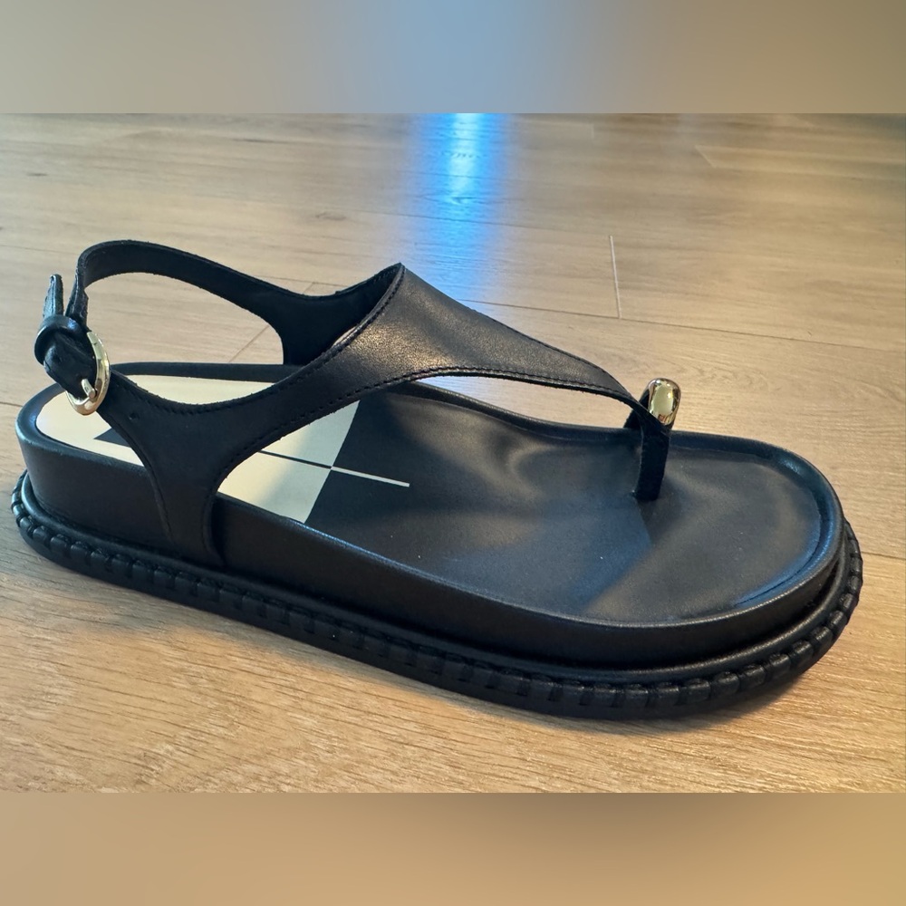 Dolce Vita Black Sandal with Gold Accent